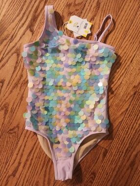 NWT Pailettes One-Piece Swimsuit, Girls 10